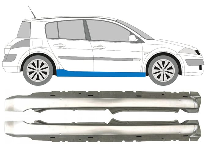Volledige dorpel voor Renault Megane II 2003-2012 / Links + Rechts / Set