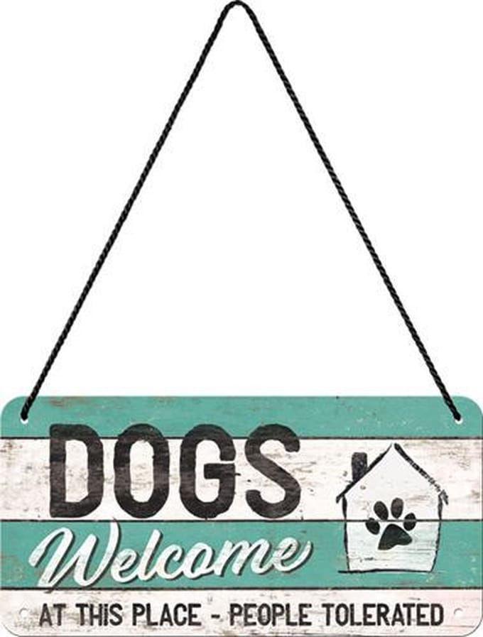 Nostalgic Art Metalen Bord Hanging Dogs Welcome