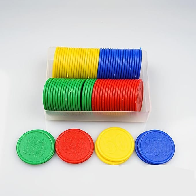 1 jeu de cartes à jouer et boîte de jetons, jeu de cartes fluorescentes, jeu de société en plastique PVC étanche, boîte de 80 jetons, jeu de société Fluorescent gray