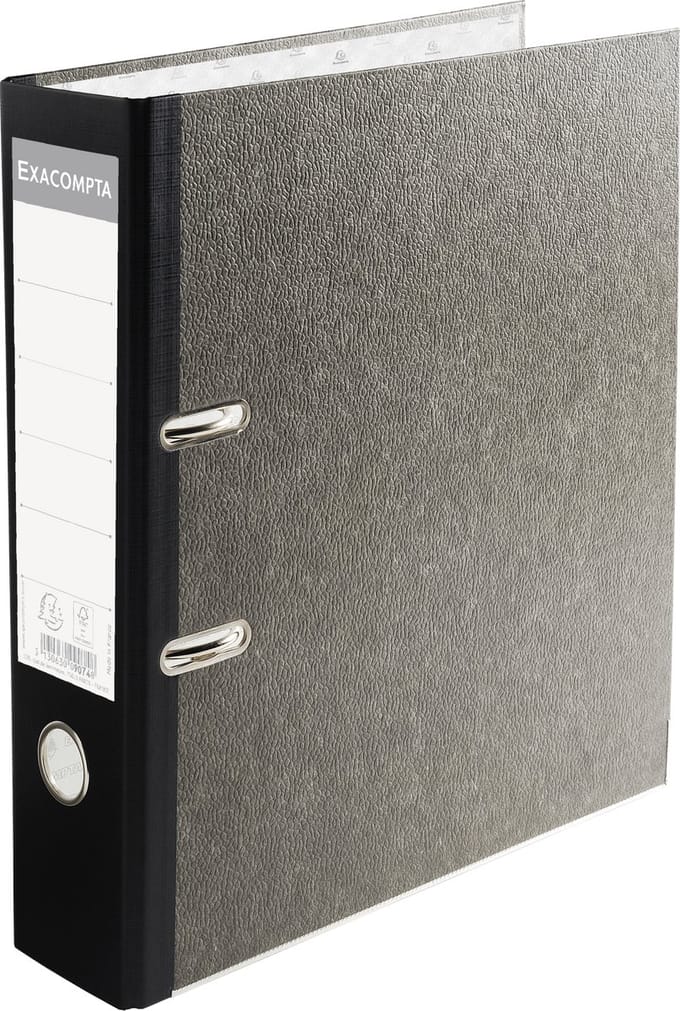 Exacompta 20x Prem'Touch® Ordner met hefboom - rug 80mm - A4 - Grijs-Zwarte rug - 9074B