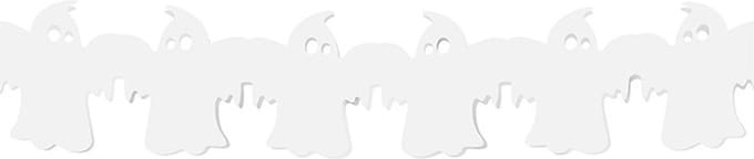PartyDeco - Slinger Spookjes Wit 3 Meter - Halloween - Halloween Decoratie - Halloween Versiering