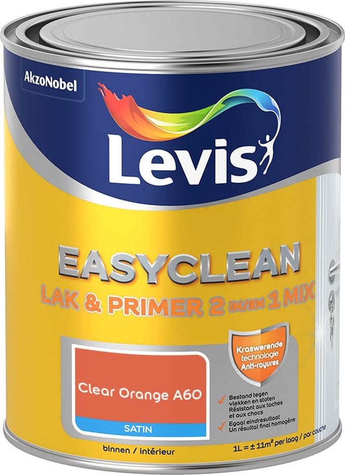 Levis - Easyclean Lak & Primer 2-In-1 Mix - Clear Orange A60 - Mengverf - 1 L