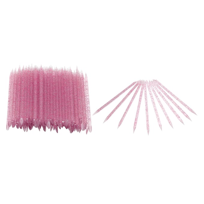 100 stuks Wegwerp Nagelknipper Dubbelzijdig Cuticle Manicure Pedicure Stokjes Rozerood paarsrode kleur