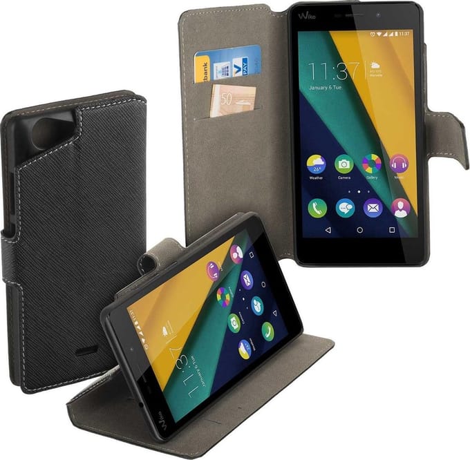 HC zwart bookcase voor de Wiko Pulp Fab 4G wallet cover