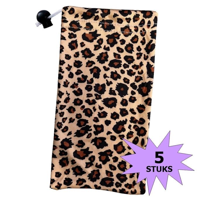 Fako Bijoux® - Microvezel Brillenhoes - Luipaard Print - 18x9cm - 5 Stuks