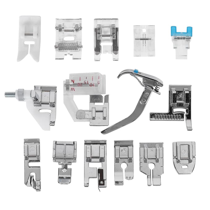 15 Pièces Pied Presseur Multifonctionnel Ménager Machine à Coudre Kit d'Outils Accessoire Fournitures white