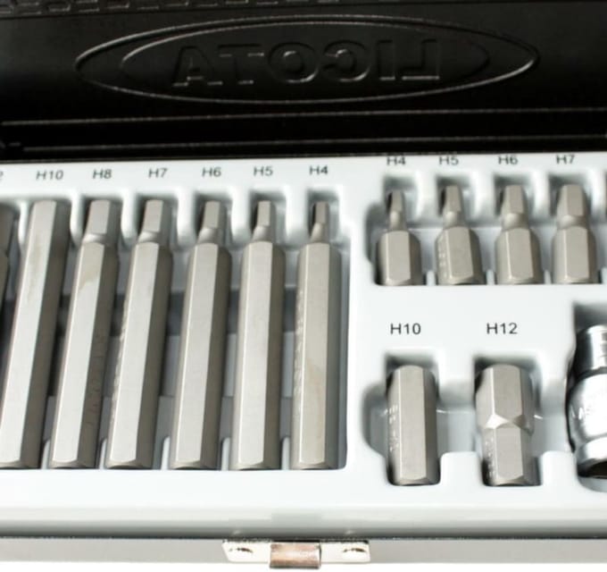 Bitset S2-Stahl, 3/8", H4-H12, incl. Bithouder