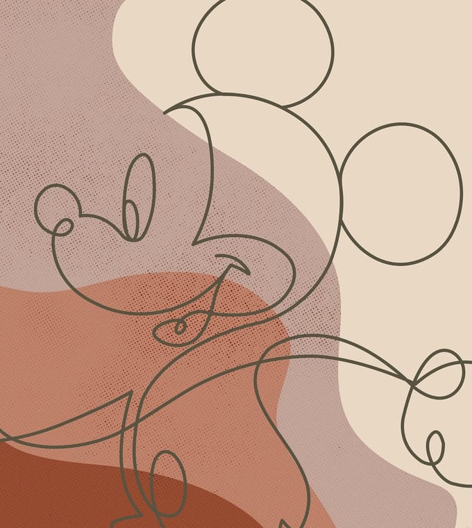 Fotobehang - Mickey Line Drawing 250x280cm - Vliesbehang