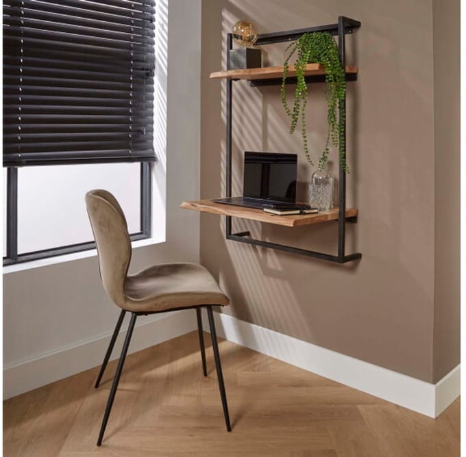 Zwevend Bureau air solid acaciahout - naturel - 65x45x100 cm - Wandbureau
