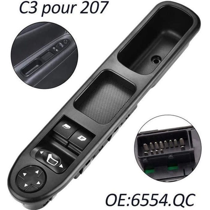 Progrès-Levé Vitre 207 Avant Gauche Drive CÔTÉ Vitre Électrique Interrupteur Principal 6554QC Interrupteur de Lève-Vitre pour 207