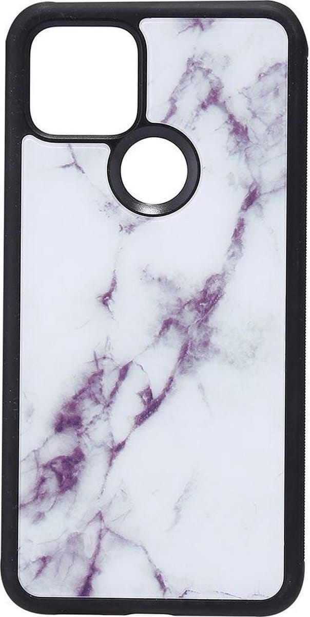 Shop4 - Google Pixel 5 Hoesje - Harde Back Case Marmer Wit