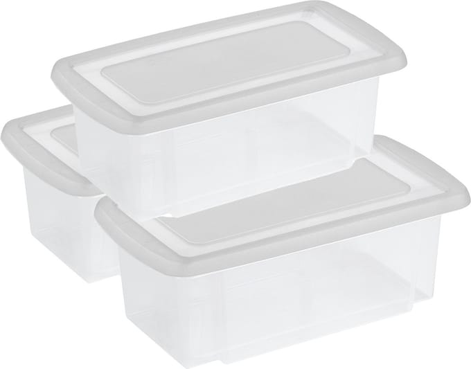 Sunware 3x stuks opslagbox kunststof 7 liter transparant 38 x 21 x 14 cm met afsluitbare deksel