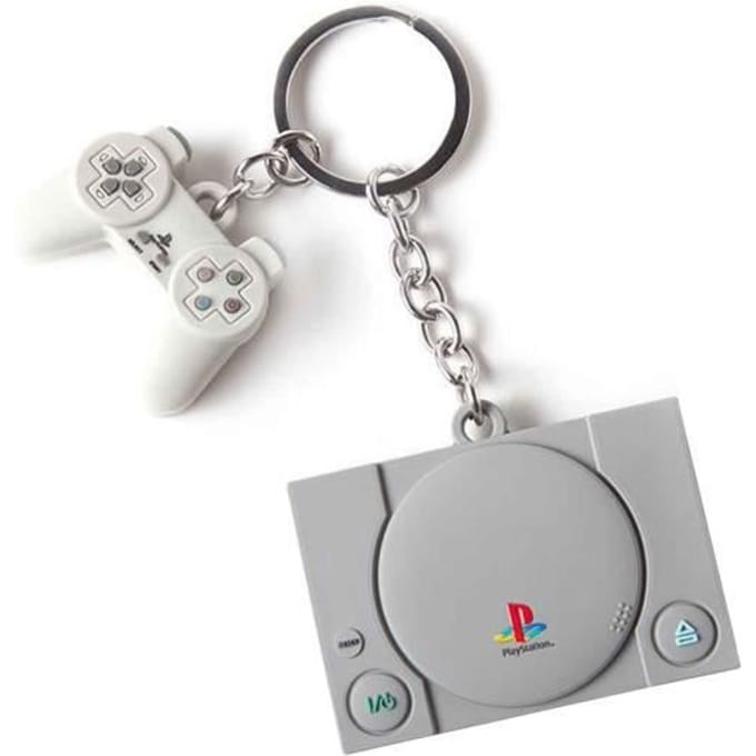 Sleutelhanger - Playstation - Console en Controller 3D - Rubber - Zwart - Officieel Product zwart