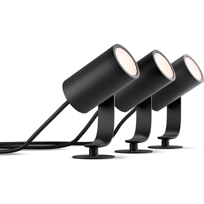 Philips Hue Lily tuinspot - wit en gekleurd licht - 3-spots - zwart - LowVolt - basis