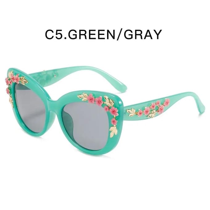 Mode Kattenoog Zonnebril Rozenbloem Vintage Dames Brillen Retro Persoonlijk Ontwerp Gafas De Sol