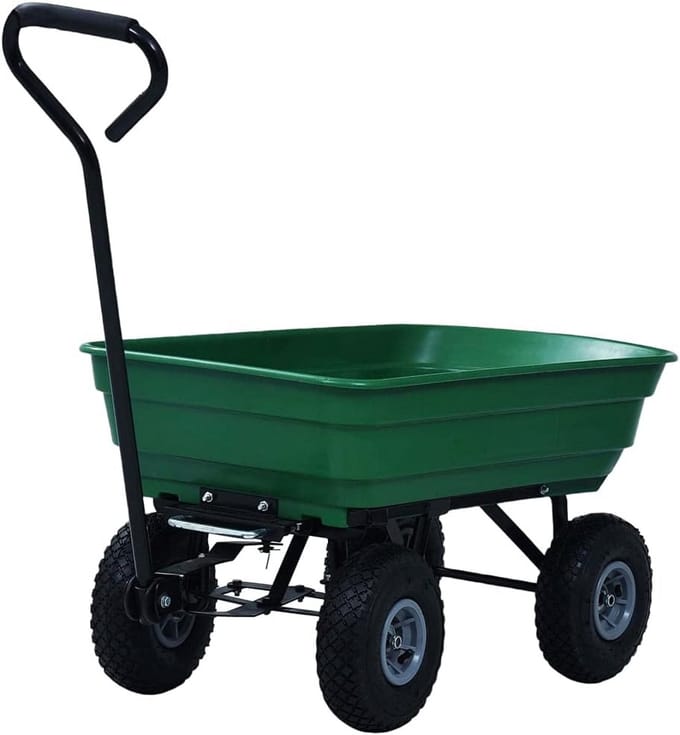 Robuuste Tuinkar Kiepwagen 75L Draagvermogen 300 kg Groen