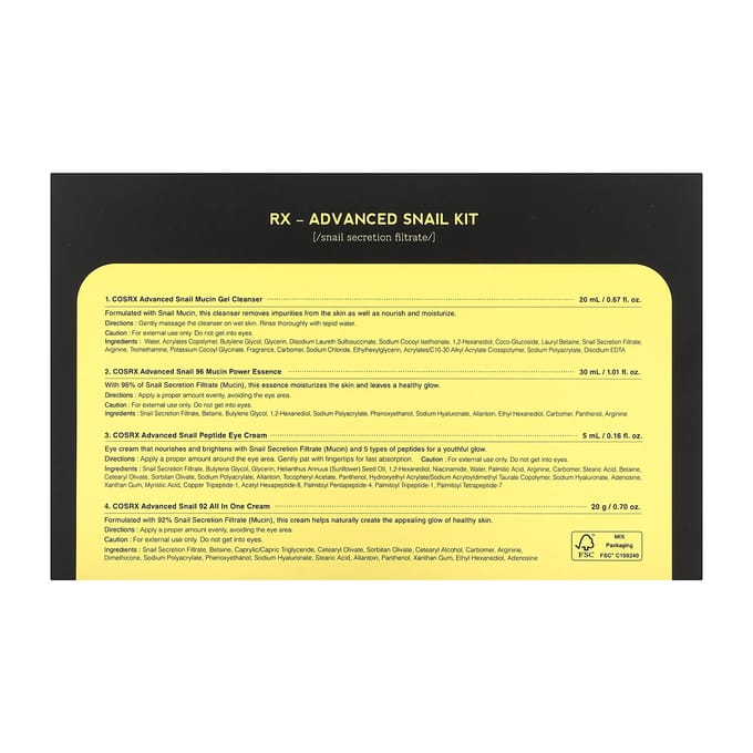 COSRX - All About Snail Kit - Korean Skincare - 4 Delig