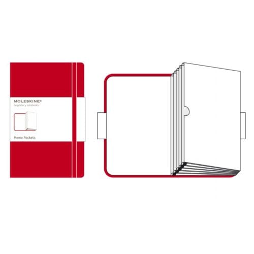 Moleskine memoboek classic pocket rood blanco