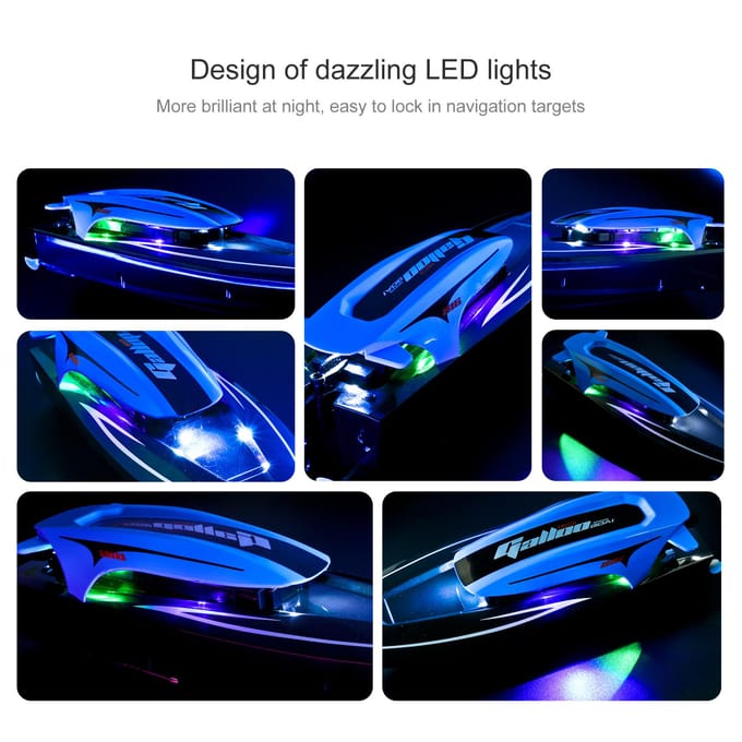 Boot met afstandsbediening, 2.4G 20kmh Highspeed waterdichte speedboot met afstandsbediening met LED-verlichting 1 Battery blauw