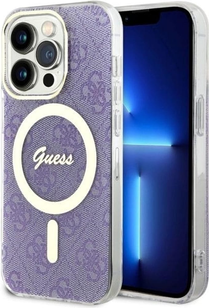 Guess 4G Back Case (MagSafe Compatible) - Geschikt voor Apple iPhone 14 Pro (6.1") - Paars