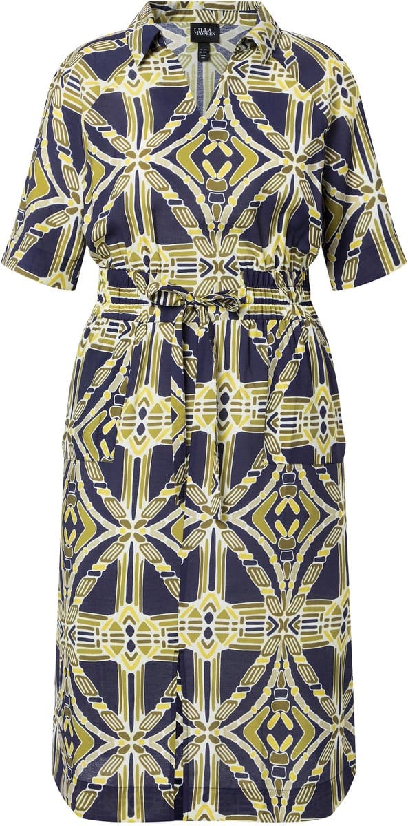 Ulla Popken - Dames - Midi-jurken - Marine - Maat 46+
