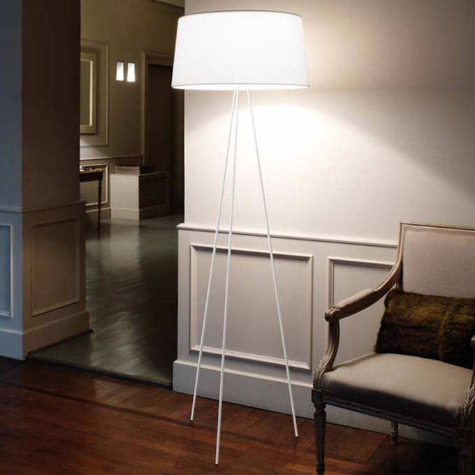 kdln vloerlamp Tripod, wit, hoogte 175 cm, dimmer