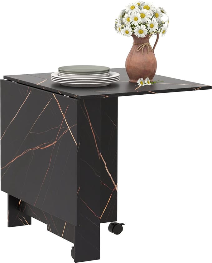 HOMCOM-Opklapbare eettafel-120x80x73 cm-Spaanplaat-Zwart