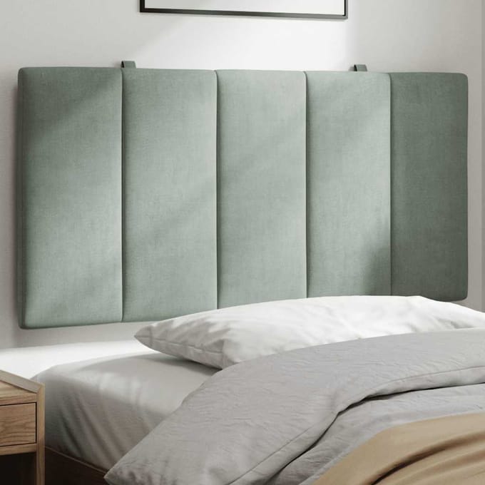vidaXL - Hoofdbordkussen - "Hanko" - 100 - cm - velvet - lichtgrijs