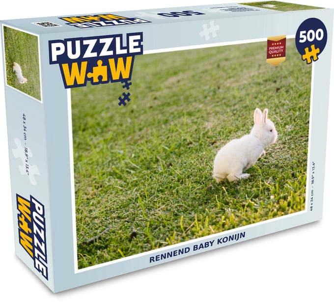 Puzzel Baby konijn - Tuin - Wit - Legpuzzel - Puzzel 500 stukjes