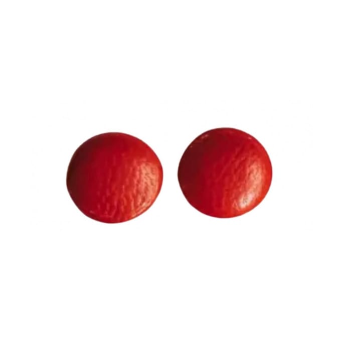 Oorbellen - leer rood - 12 mm - zilver- Charme Bijoux