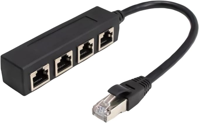 Ethernet Splitter - Netwerk Adapter - Internet Delen - Vergulde Koperen Connector - 20 cm - Grijs