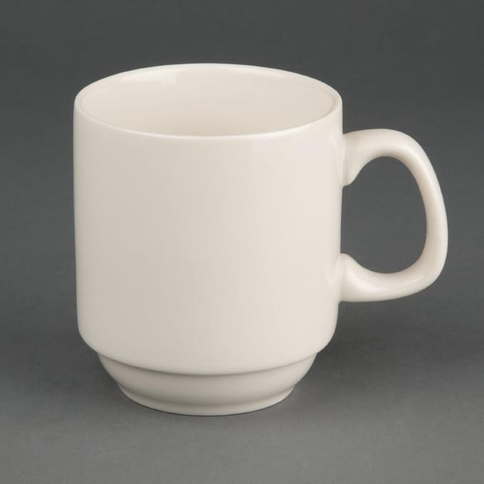 Olympia Ivory stapelbare mok 285ml (12 stuks)