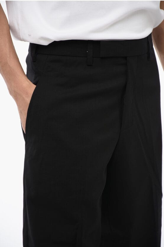 Wollen PRIEST COLLAR Low-Rise Broek in Zwart
