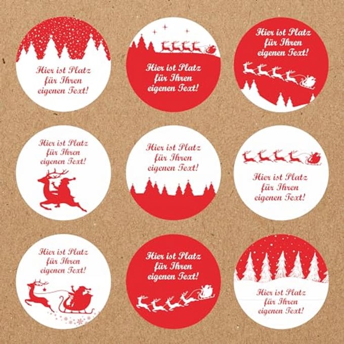 Kerststickers - Kerstdecoratie - Cadeaus Versieren - Zelfklevend - 35 Stuks - Rood