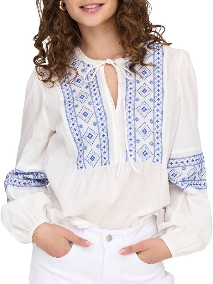 JDY Lulu Embroidery LS Shirt Dames - Maat M