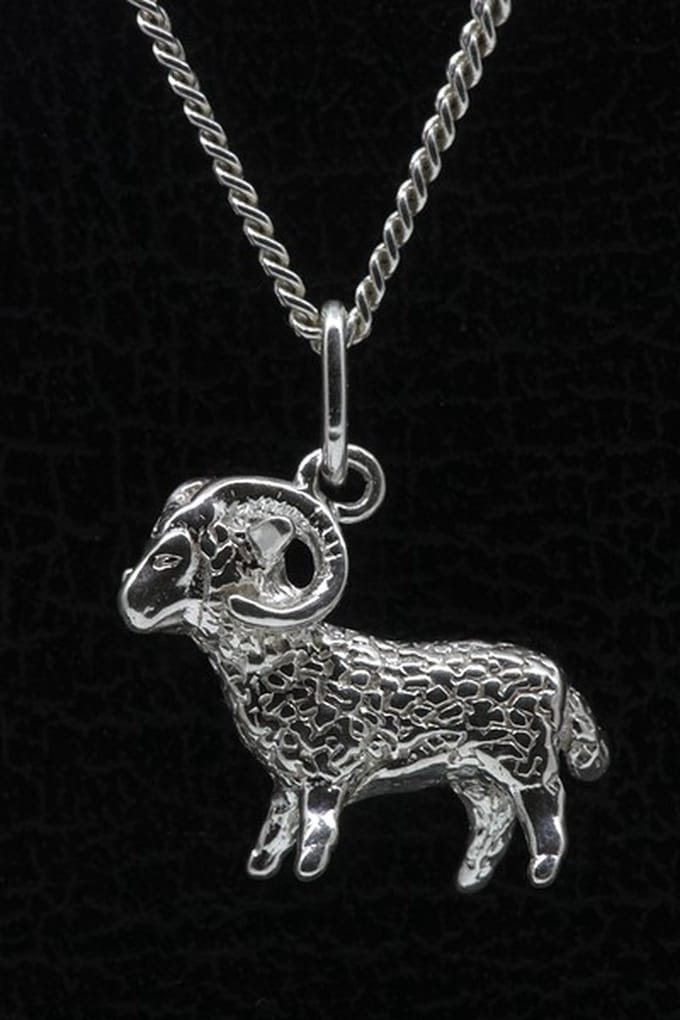 Zilveren Sterrenbeeld Ram ketting hanger - groot