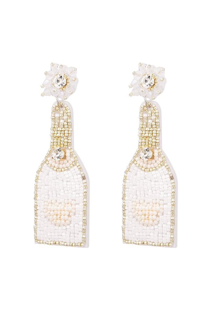 Bijoutheek Oorknoppen Fles Champagne Wit