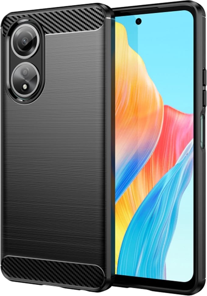 Hoesje geschikt voor Oppo A58 4G - Techsuit Carbon Silicone Back Cover - Zwart