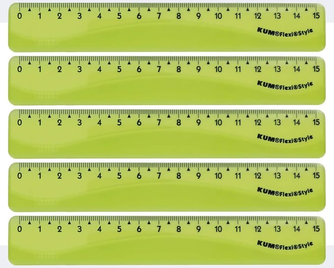 5x Flexibele Liniaal 15 cm - Onbreekbaar Lineaal Groen voor School en Kantoor