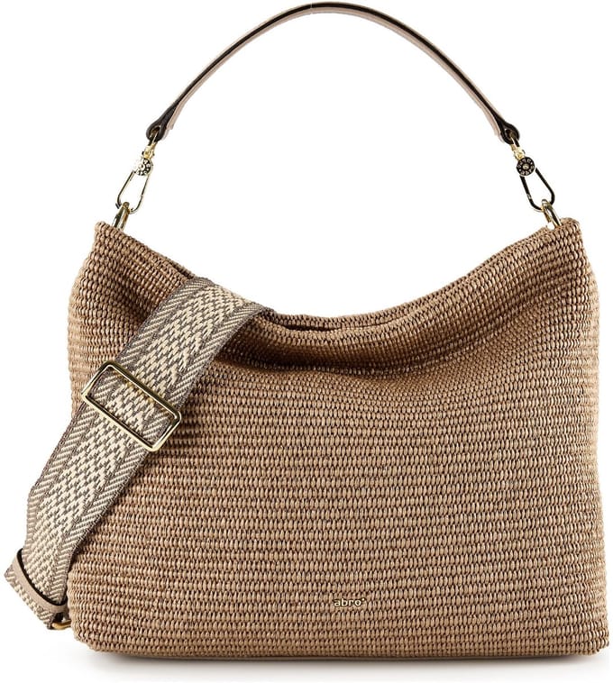 abro schoudertas Raffia Hobo Bag Kaia Siena Taupe