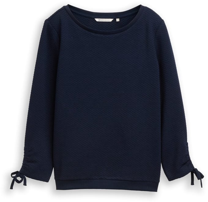 Tom Tailor Denim - Slim fit sweatshirt met gerimpelde mouwen - Maat S - sky captain blue