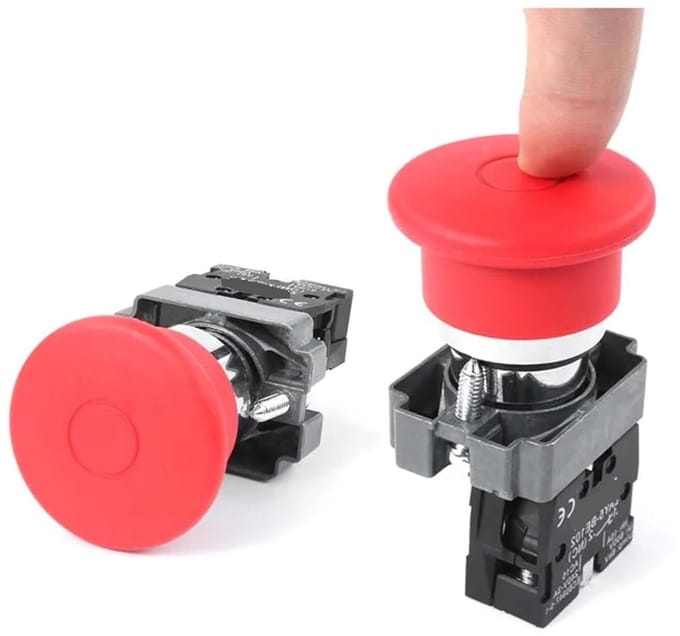 Drukknopschakelaar Paddestoel - Noodknop - Schakelen - Momentary - 22 mm - Metaal