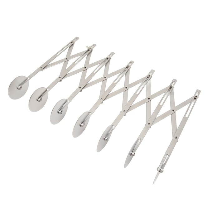 7 Wielen Gebakssnijder Roller Roestvrij Staal Multifunctioneel Verstelbare Breedte Multi Wielen Deeg white