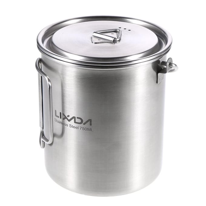 Lixada – tasse à eau Portable avec couvercle et poignée pliable, Pot de 750ml, Camping pot white