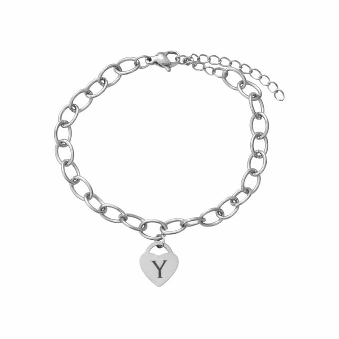Schakelarmband Hart met 1 Initiaal Goud
