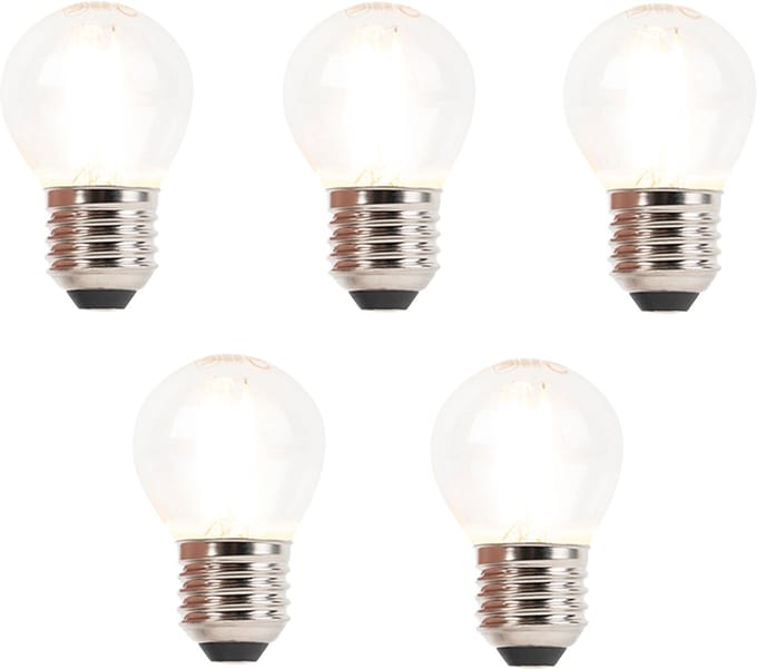 LUEDD Set van 5 E27 dimbare LED filament kogellamp 3W 250 lm 2700K