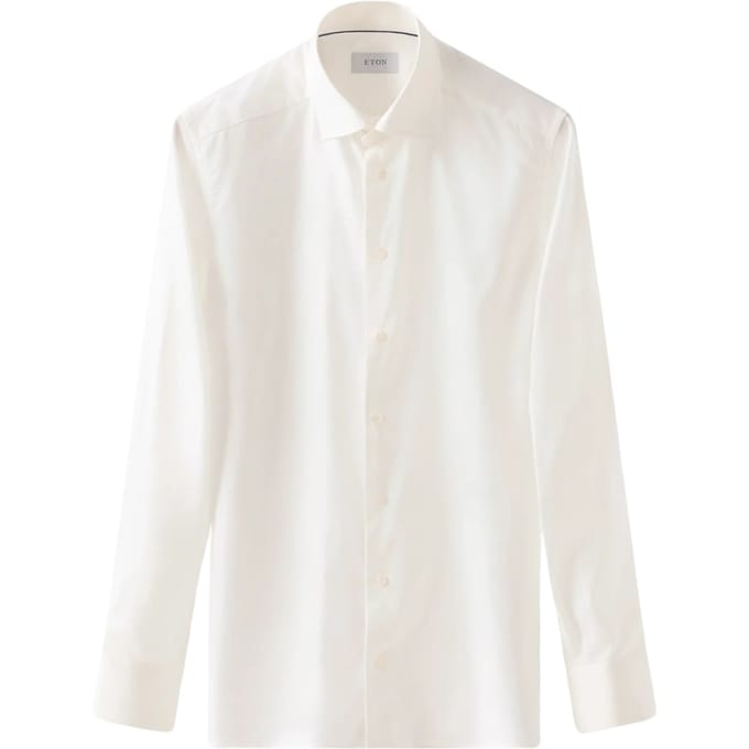 Eton Solid Signature Twill Shirt Lange Mouw Overhemden Ecru 100012342