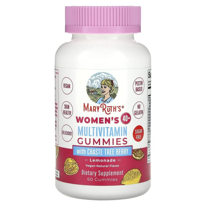 MaryRuth's, gummies multivitamines pour femmes de plus de 40 ans, contenant de la baie de marron, saveur citronnade, 60 gummies