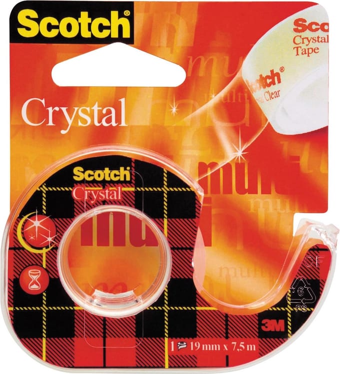 3M Scotch Crystal - dispenser with office tape - 19 mm x 7.5 m - clear tape