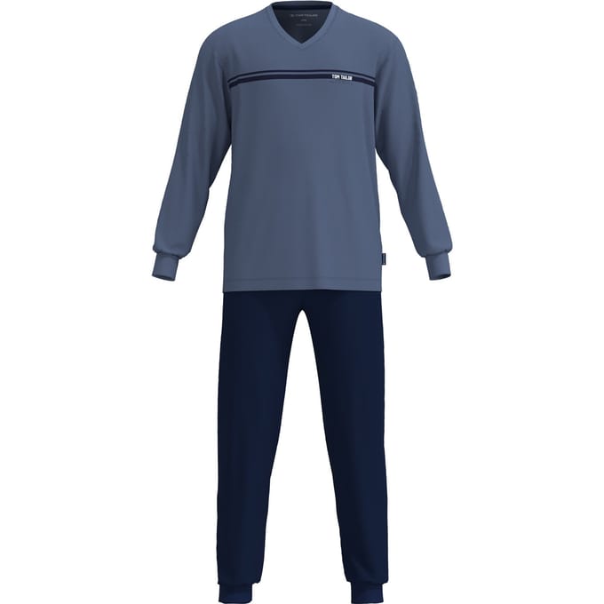 Tom Tailor - Pyjamaset met logoprint - Maat 52 - blue-medium-solid